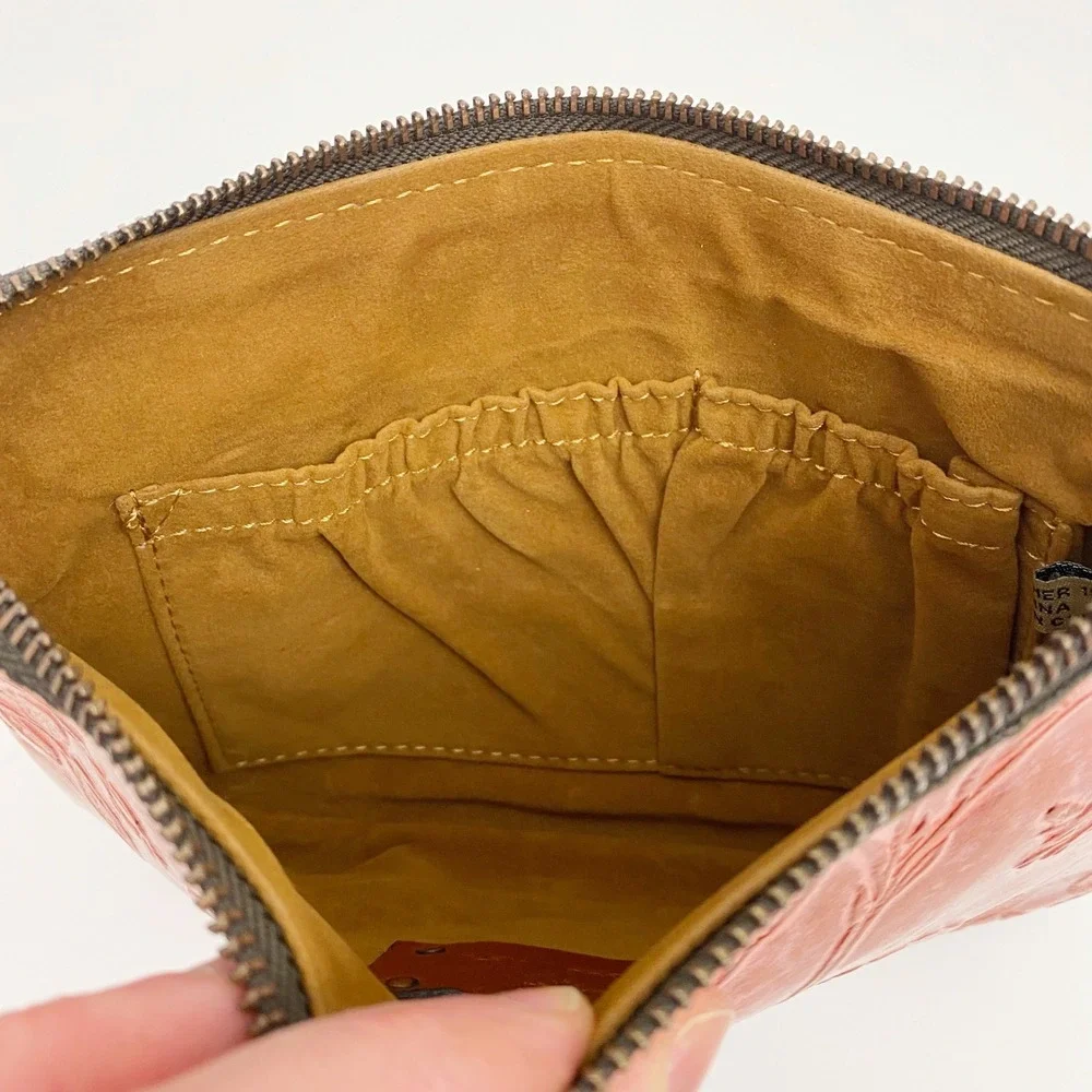 Patricia Nash Everly Embossed Metallic Foil Leather Wristlet Pouch Womens Clutch